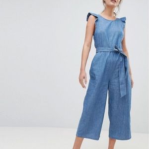 ASOS OASIS Chambray Jumpsuit flutter sleeves